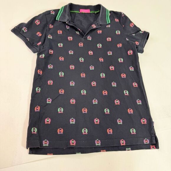 Scotch & Soda Shirt Mens Medium Polo Collar Navy Logo Preppy - Picture 1 of 9